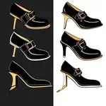 black shoes with golden buckles image